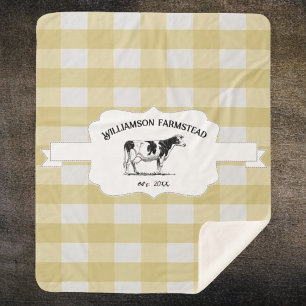 Yellow Buffalo Plaid Boerderij Koe Sherpa Blanket Deken