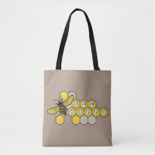 Yellow Bumble Bee Canvas tas met Honeycomb Pattern