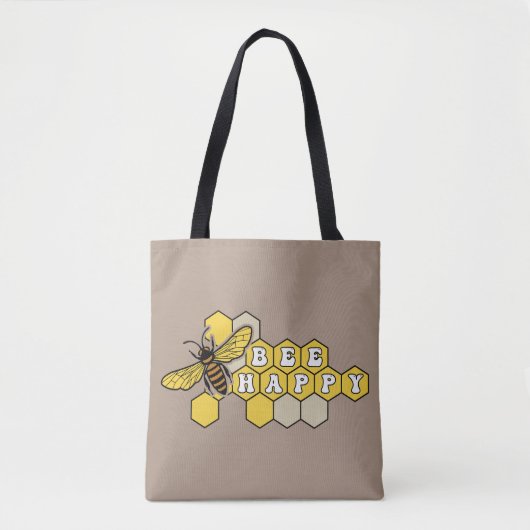 Yellow Bumble Bee Canvas tas met Honeycomb Pattern (Voorkant)
