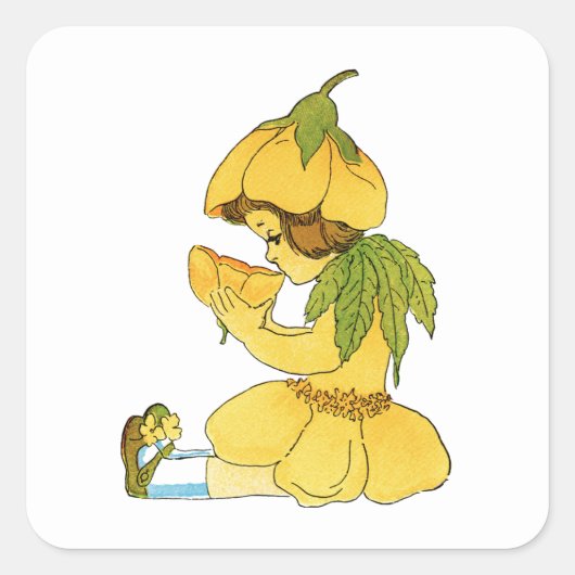 Yellow Buttercup Child Square Sticker (Voorkant)