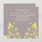 Yellow Butterfly Floral Wedding Invite Kaart (Voorkant / Achterkant)