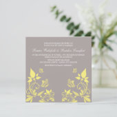 Yellow Butterfly Floral Wedding Invite Kaart (Staand voorkant)