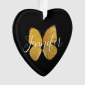 Yellow Butterfly gepersonaliseerd kerstfeest Ornament (voorkant)