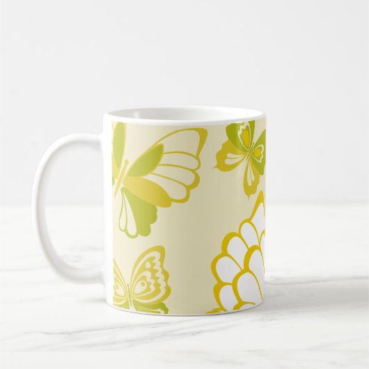Yellow Butterfly Pattern Koffiemok (Links)