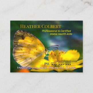 Yellow Butterfly Trustworthy Caregiver Visitekaartje
