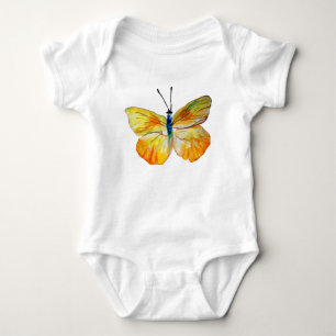 Yellow Butterfly Waterverf tekening Jersey Bodysui Romper