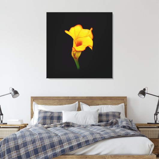 Yellow Calla Lilly Canvas Afdruk (Insitu (Slaapkamer))