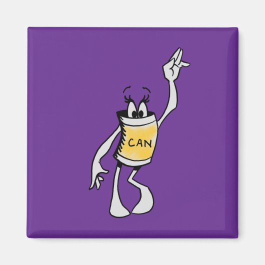 Yellow Can Creature Square Magnet Magneet (Voorkant)