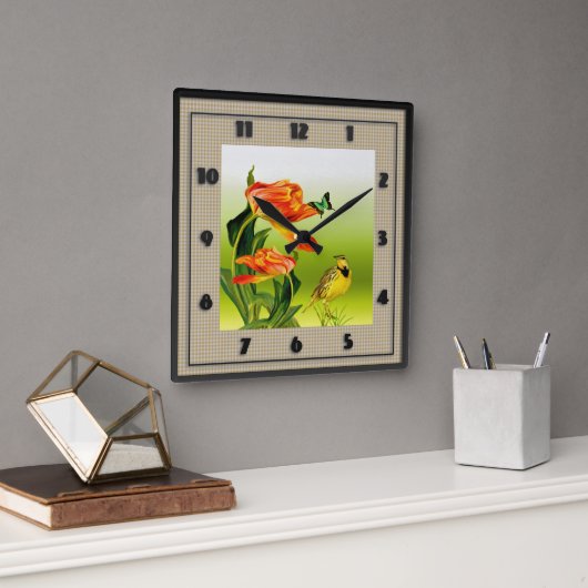 Yellow Canarie name Hoho Vierkante Klok (Kantoor)