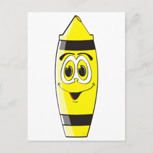 Yellow Cartoon Crayon Briefkaart