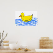 Yellow Cartoon Ducky Poster (Keuken)