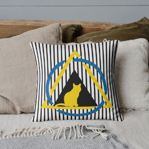 Yellow Cat Schattige Cool Modern Kleurrijk Stripe Kussen