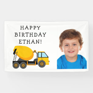Yellow Cement Truck Child's Birthday Foto Spandoek