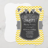 Yellow Chalkboard Chevron Birthday Invite Kaart (Voorkant / Achterkant)