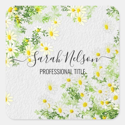 Yellow Chamomile Flowers Vierkante Sticker (Voorkant)