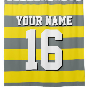 Yellow Charcoal Sports Jersey Preppy Stripe Douchegordijn
