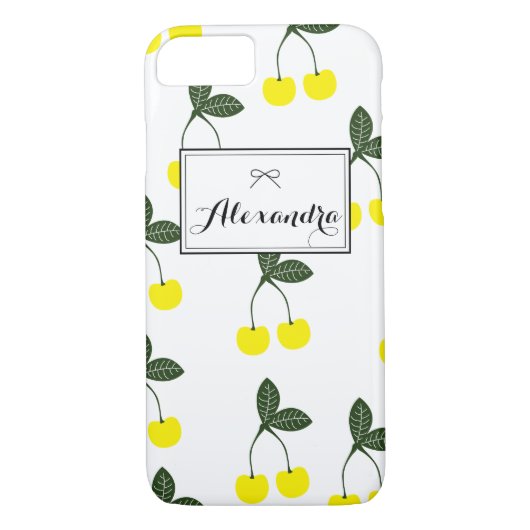 Yellow Cherries Pattern Gepersonaliseerde iPhone 7 Case-Mate iPhone Case (Achterkant)