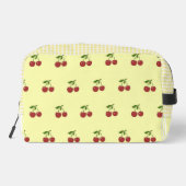 Yellow Cherry Gingham Pattern Simple Red Fruit Toilettasje (Achterkant)