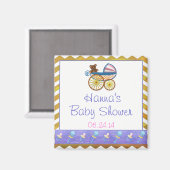 Yellow Chevron Baby Pram Baby shower Favor Magnet Magneet (Voorkant / Achterkant)