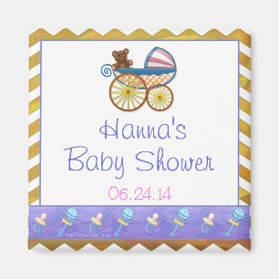 Yellow Chevron Baby Pram Baby shower Favor Magnet Magneet