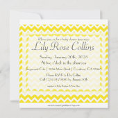 Yellow Chevron Baby shower Invitation - Unisex Kaart (Achterkant)