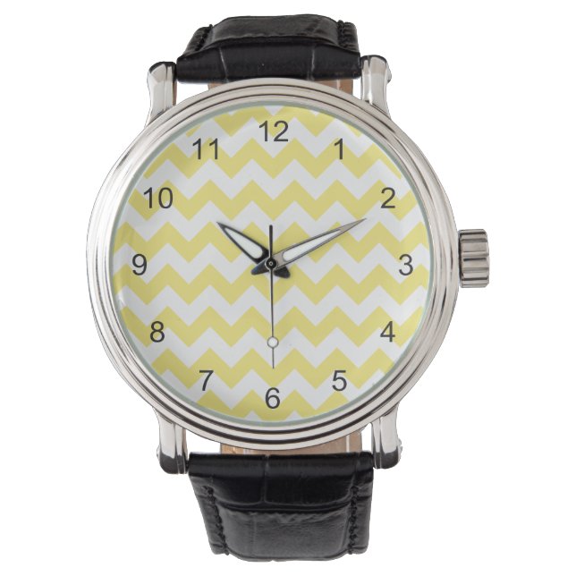 Yellow Chevron Design Horloge (Voorkant)