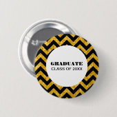 Yellow Chevron Glitter Afstuderen Button (Voorkant /achterkant)