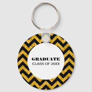 Yellow Chevron Glitter Afstuderen Sleutelhanger