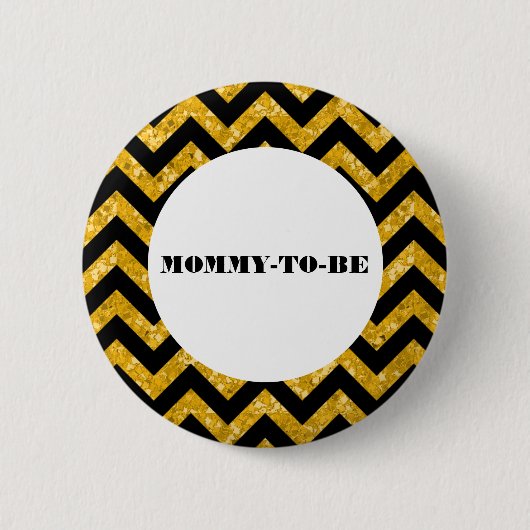 Yellow Chevron Glitter Baby shower Button (Voorkant)