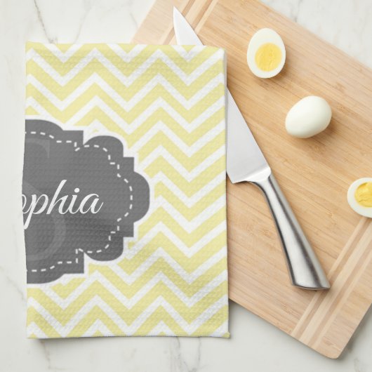Yellow Chevron Kitchen Towel Theedoek (Quarter Fold)
