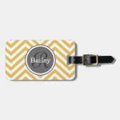 Yellow Chevron Monogram Bagagelabel (Voorkant horizontaal)