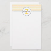 Yellow Chevron Monogram Briefpapier (Voorkant / Achterkant)