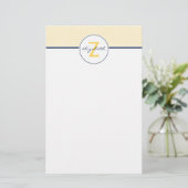 Yellow Chevron Monogram Briefpapier (Staand voorkant)
