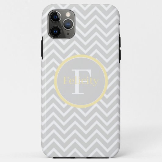 Yellow Chevron Monogram Case-Mate iPhone Case (Achterkant)