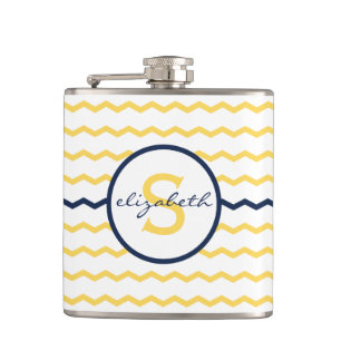 Yellow Chevron Monogram Heupfles