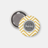 Yellow Chevron Monogram Magneet (Voorkant / Achterkant)