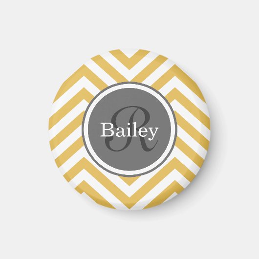 Yellow Chevron Monogram Magneet (Voorkant)