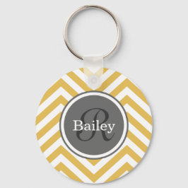 Yellow Chevron Monogram Sleutelhanger