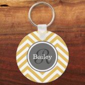 Yellow Chevron Monogram Sleutelhanger (Voorkant)