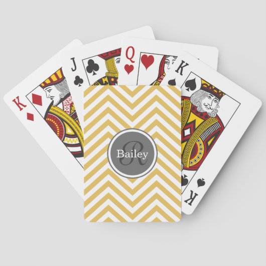 Yellow Chevron Monogram Speelkaarten (Achterkant)
