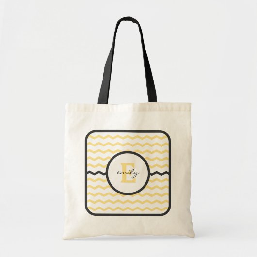 Yellow Chevron Monogram Tote Bag (Voorkant)