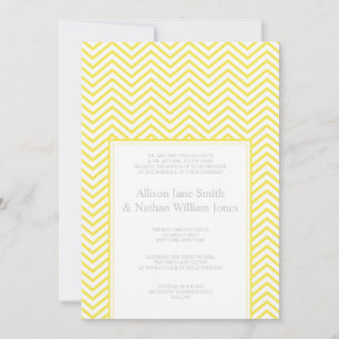 Yellow Chevron Print Wedding Invitation Kaart
