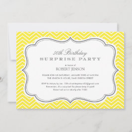 Yellow Chevron Stripes verrassingsfeest Kaart