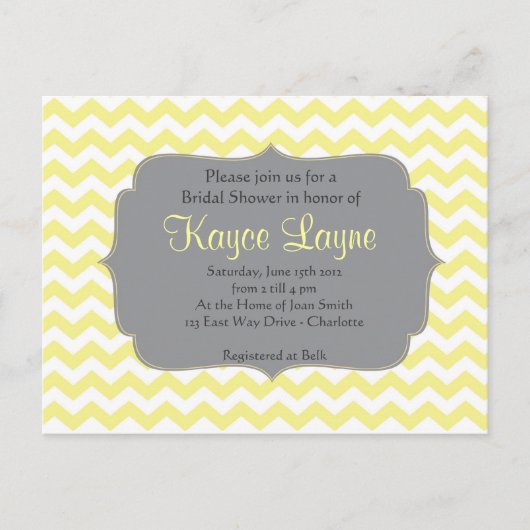 Yellow Chevron Uitnodiging Briefkaart (Voorkant)