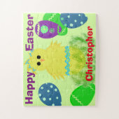 Yellow Chick Eggs Easter - persoonlijke naam Legpuzzel (Verticaal)