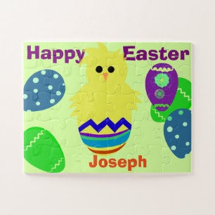 Yellow Chick Eggs Easter - persoonlijke naam Legpuzzel