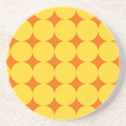 Yellow Circles Pattern Zandsteen Onderzetter (Voorkant)