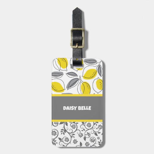 Yellow Citrus Lemon Bagagelabel (Voorkant verticaal)