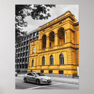 Yellow City Building Minimalistische fotografie Poster