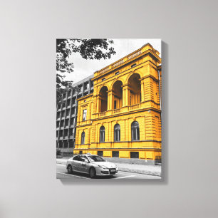 Yellow City Building Minimalistische kleurenfotogr Canvas Afdruk